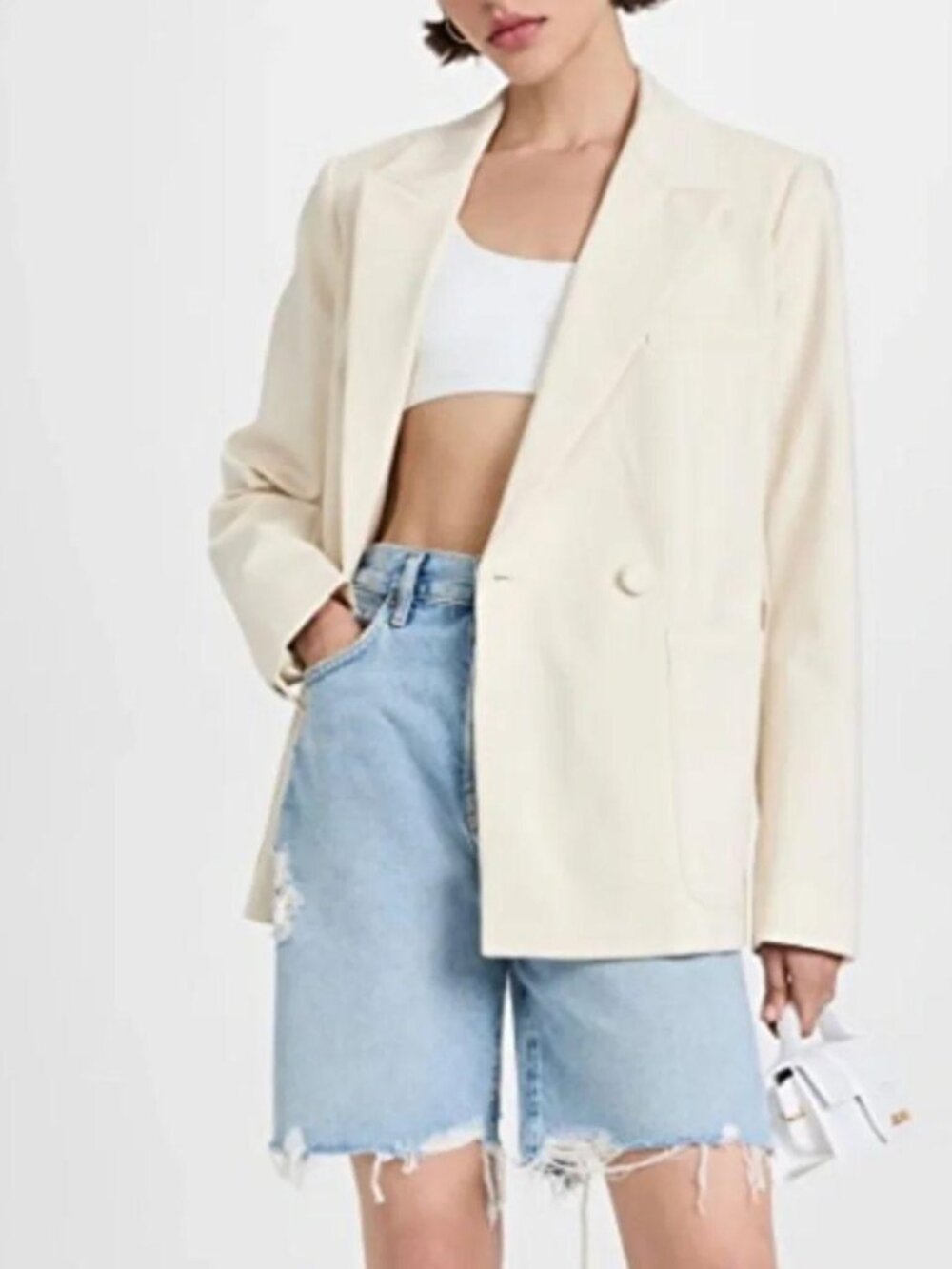 Good American oversized cream blazer